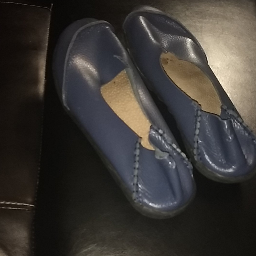 Blue leather loafers